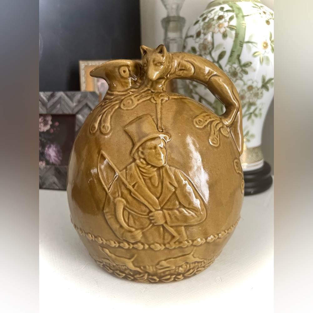 Vintage Rockingham Fox Hunt Jug, with Fox Handle